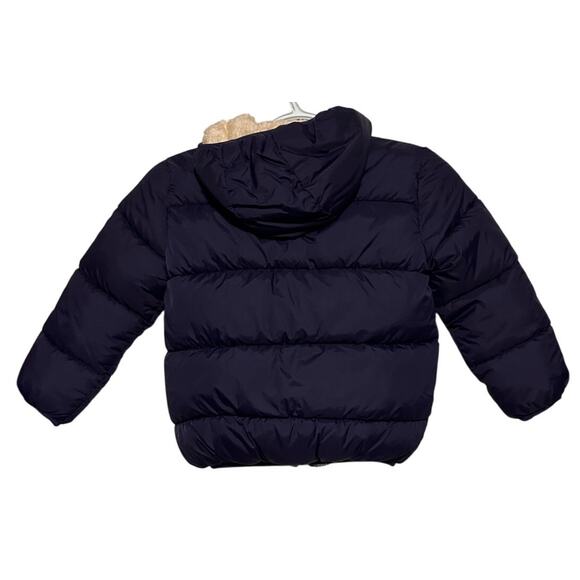 Kimjun Boy's Navy Blue Puffer Jacket Sherpa Inside Removeable Hood Size 120 = 4T - Picture 2 of 5